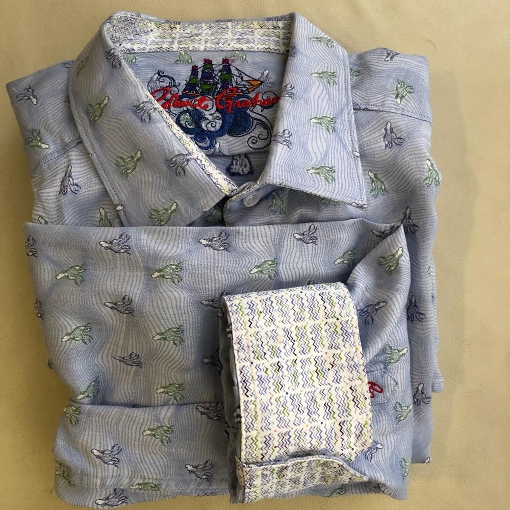 Robert Graham Mens XXL Octopus Flip Cuff Button up Long Sleeve Shirt